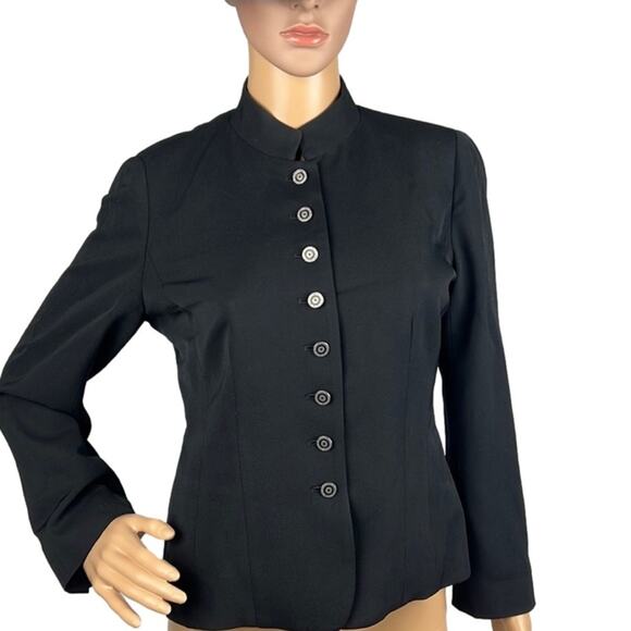 Austin Reed Wool Military Style Blazer Black Metal Buttons Vintage 80's SZ 4 - Picture 1 of 8